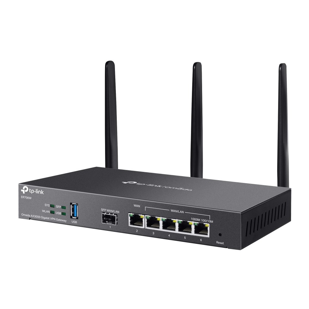 TP-link ER706W Omada AX3000 Gigabit Wi-Fi VPN Router 1SFP WAN/LAN, 1G WAN, 4G WAN/LAN, 1x USB 3.0