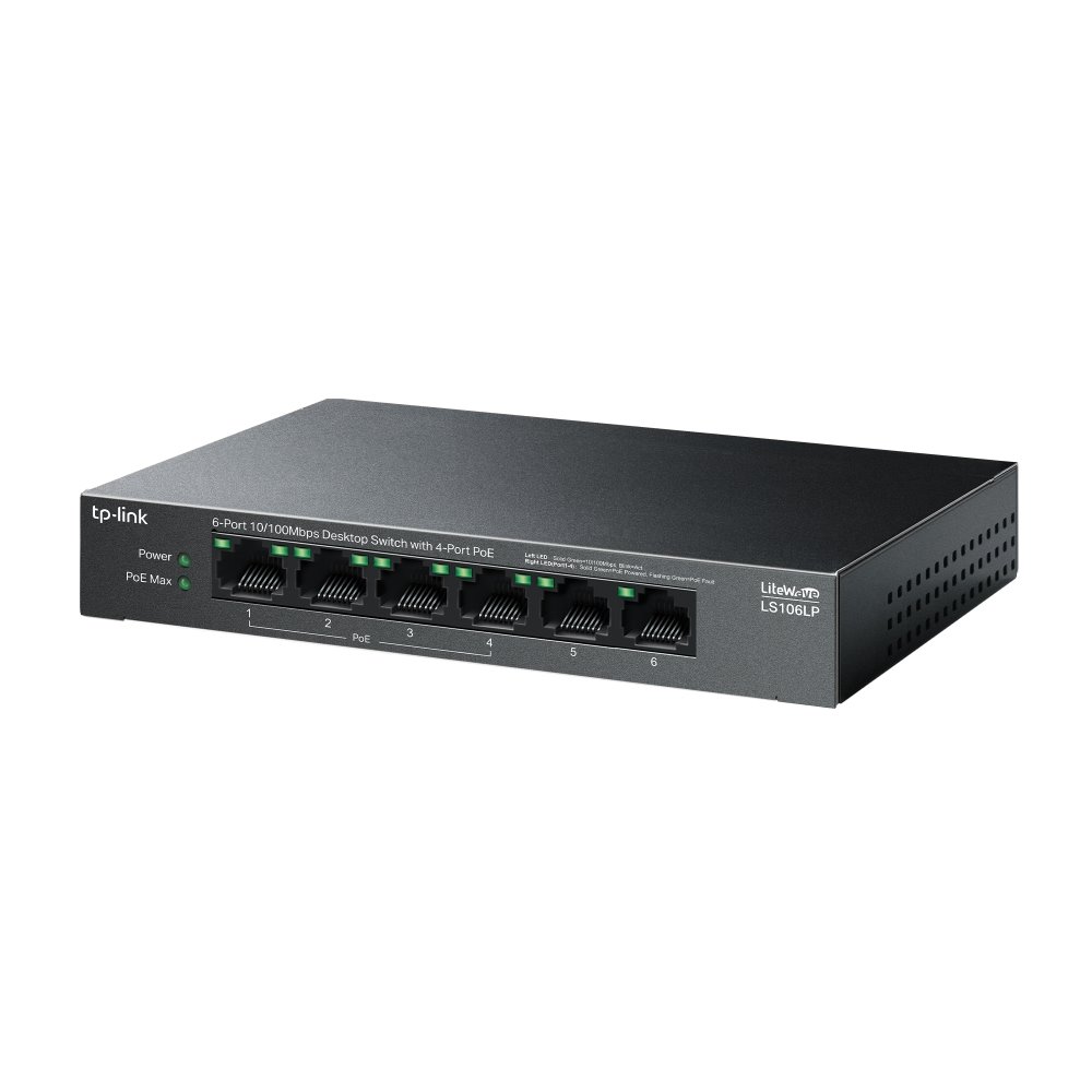TP-link LS106LP Switch 6G, 4x PoE+ (40W), kovový, Desktop