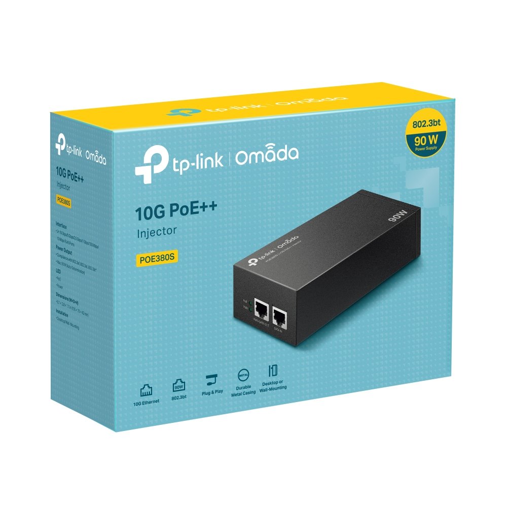 TP-Link POE380S 10G PoE injektor, 802.3af/at/bt, 90W