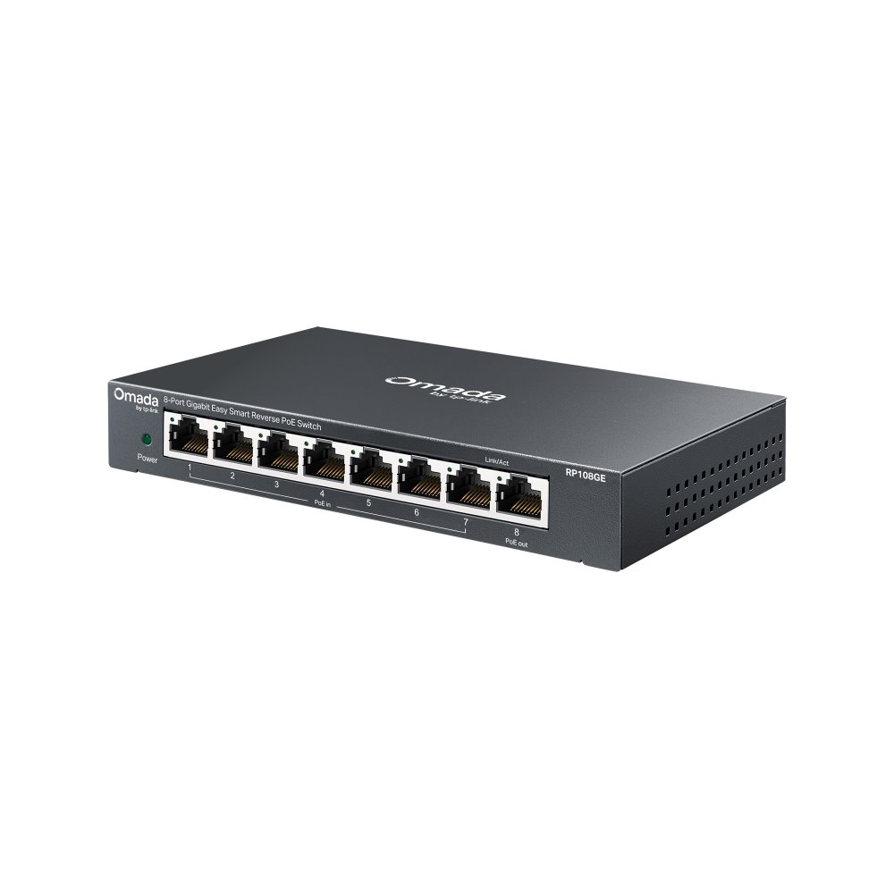 TP-link RP108GE Switch 8G Omada Reverse PoE, 7x PoE in, 1x PoE out, Desktop