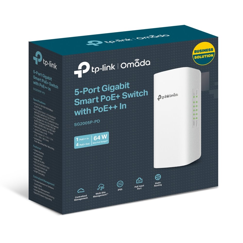 TP-link SG2005P-PD Switch Omada 5G (1x PoE in, 4x PoE out), Outdoor