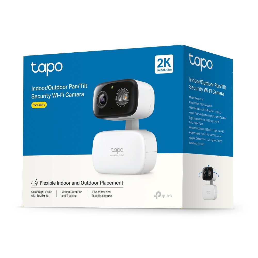 TP-link Tapo C216 Domácí bezpečnostní Wi-Fi kamera s naklápěním, 3Mpx