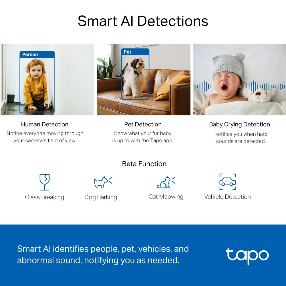 TP-link Tapo C220 Domácí bezpečnostní Wi-Fi kamera s naklápěním, 4Mpx