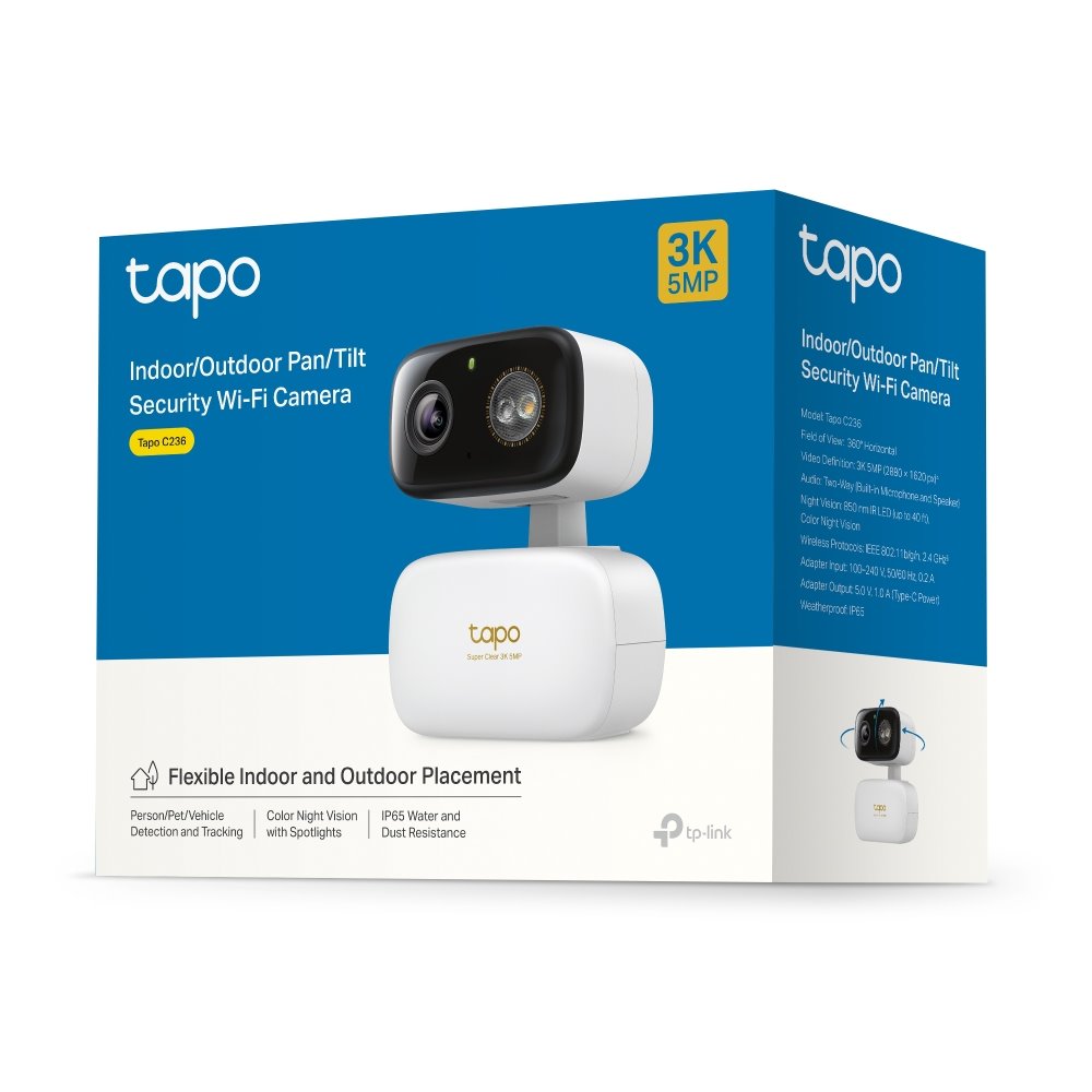 TP-link Tapo C236 Domácí bezpečnostní Wi-Fi kamera s naklápěním, 5Mpx
