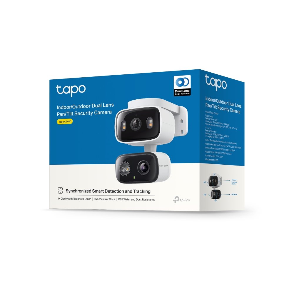 TP-link Tapo C246D Bezpečnostní otočná kamera s naklápěním a dvěma objektivy, 3Mpx