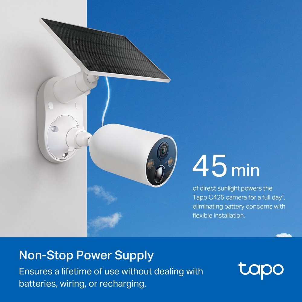 TP-link Tapo C425 KIT Chytrá bezdrátová bezpečnostní kamera + solární panel, 4Mpx