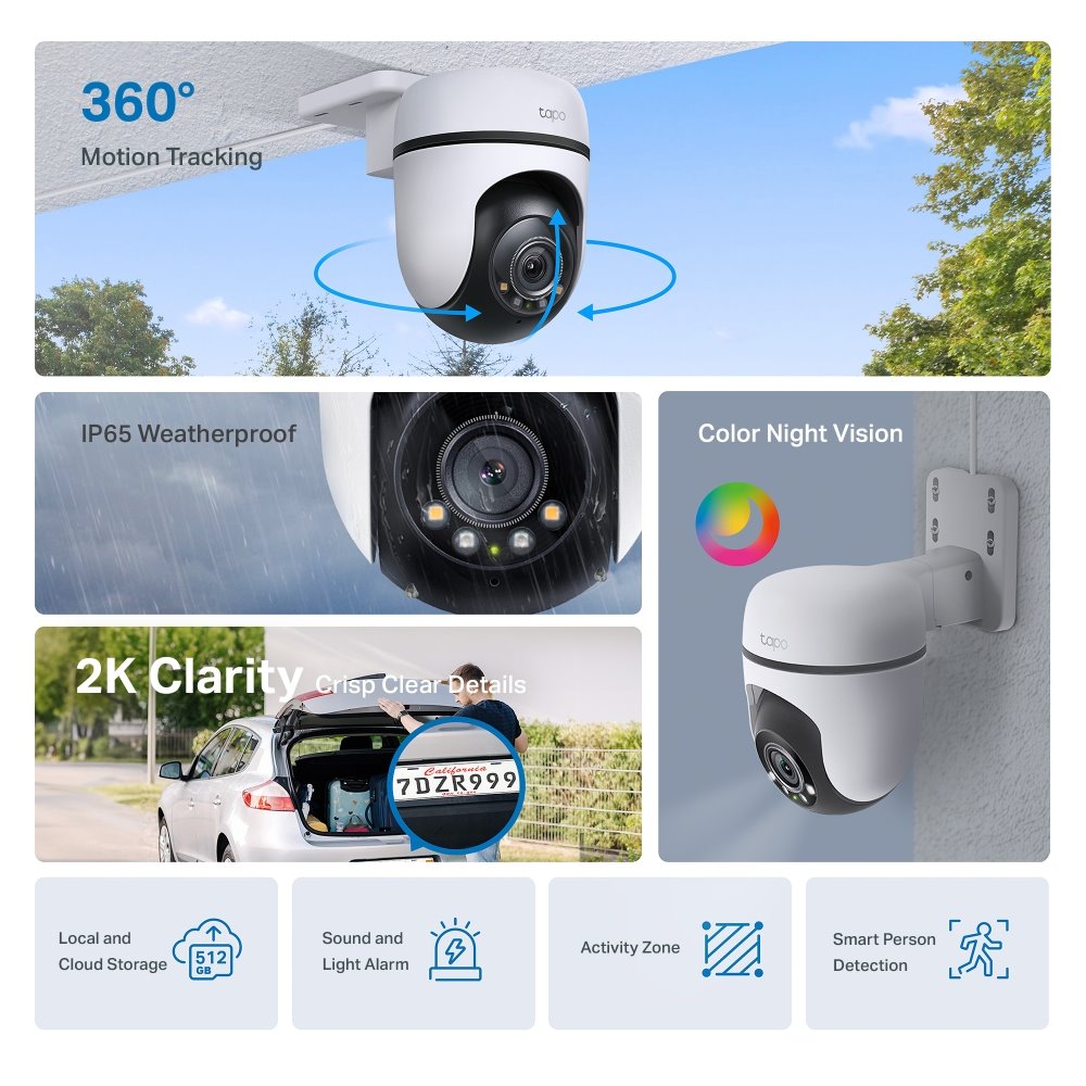 TP-link Tapo C510W Venkovní otočná IP kamera s Wi-Fi, 3Mpx, 3.9mm, 2 pack