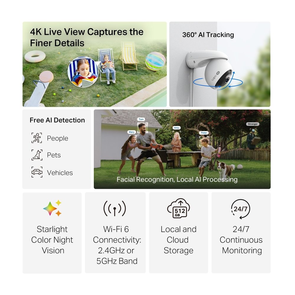 TP-link Tapo C560WS Venkovní otočná IP kamera s Wi-Fi, 8Mpx