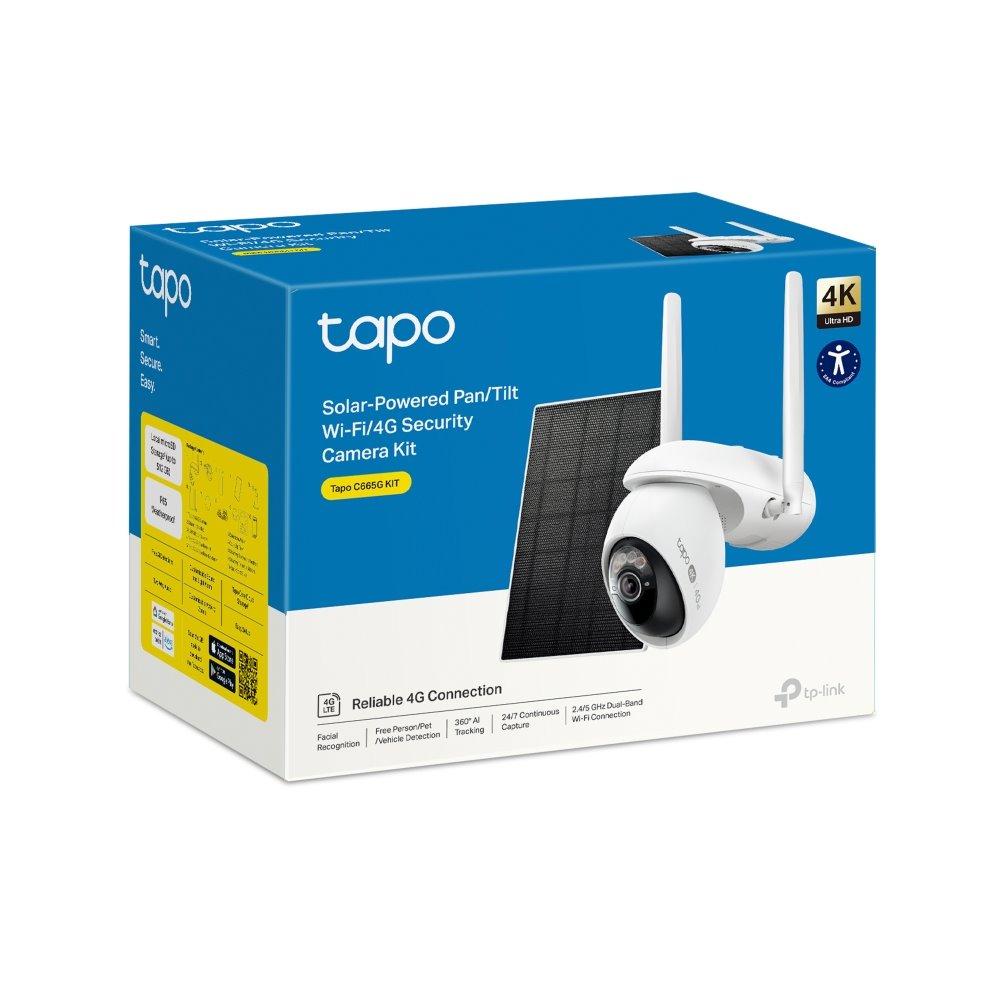 TP-link Tapo C665G KIT Chytrá bezdrátová bezpečnostní kamera s WiFi a 4G LTE + solární panel, 8Mpx