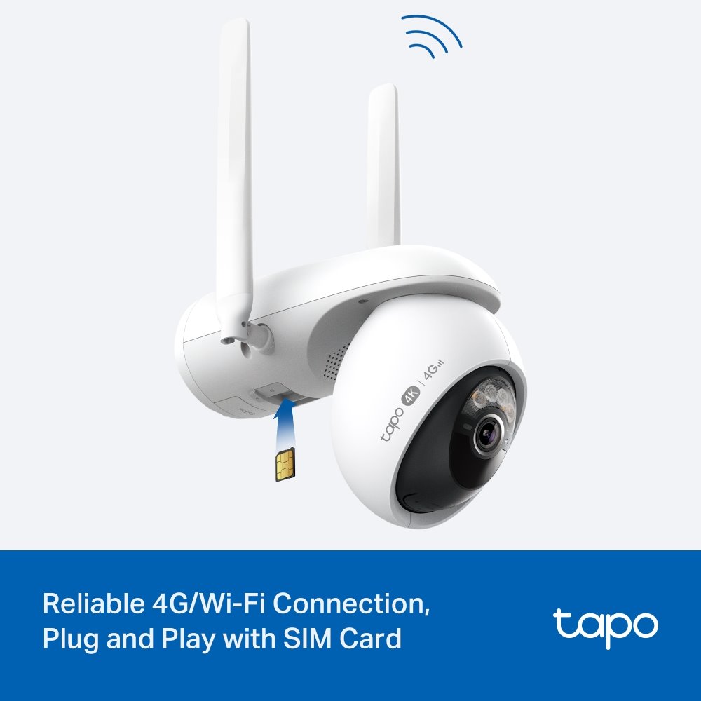 TP-link Tapo C665G KIT Chytrá bezdrátová bezpečnostní kamera s WiFi a 4G LTE + solární panel, 8Mpx