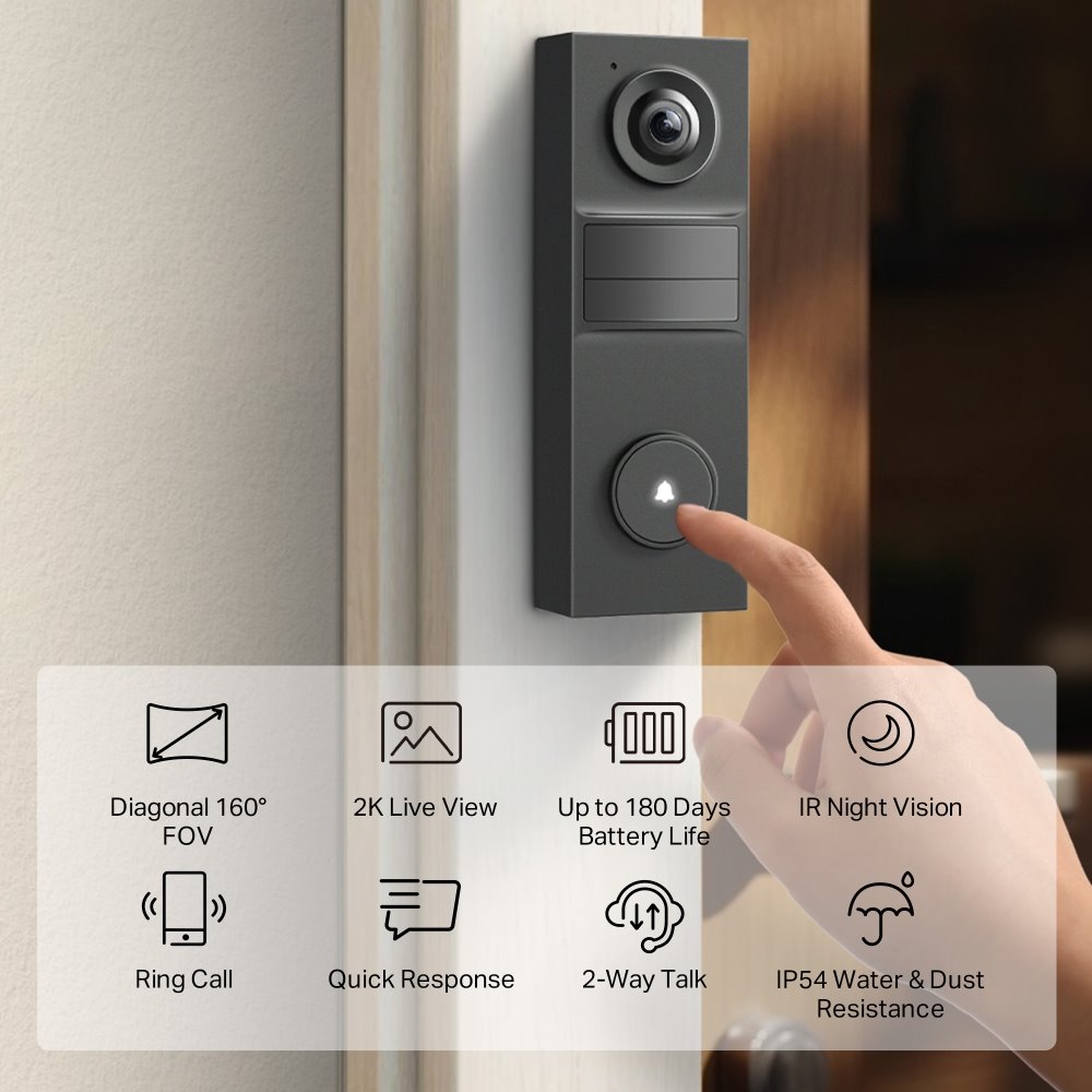 TP-link Tapo D205 Video zvonek mini, 2K, 3MP, 5200mAh
