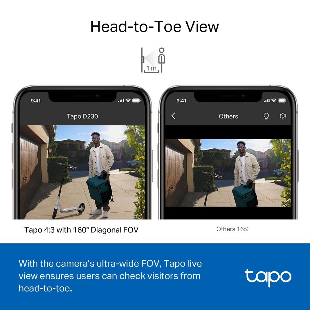 TP-link Tapo D230S1 Chytrý video zvonek KIT, 2K, 5MP, 5200mAh