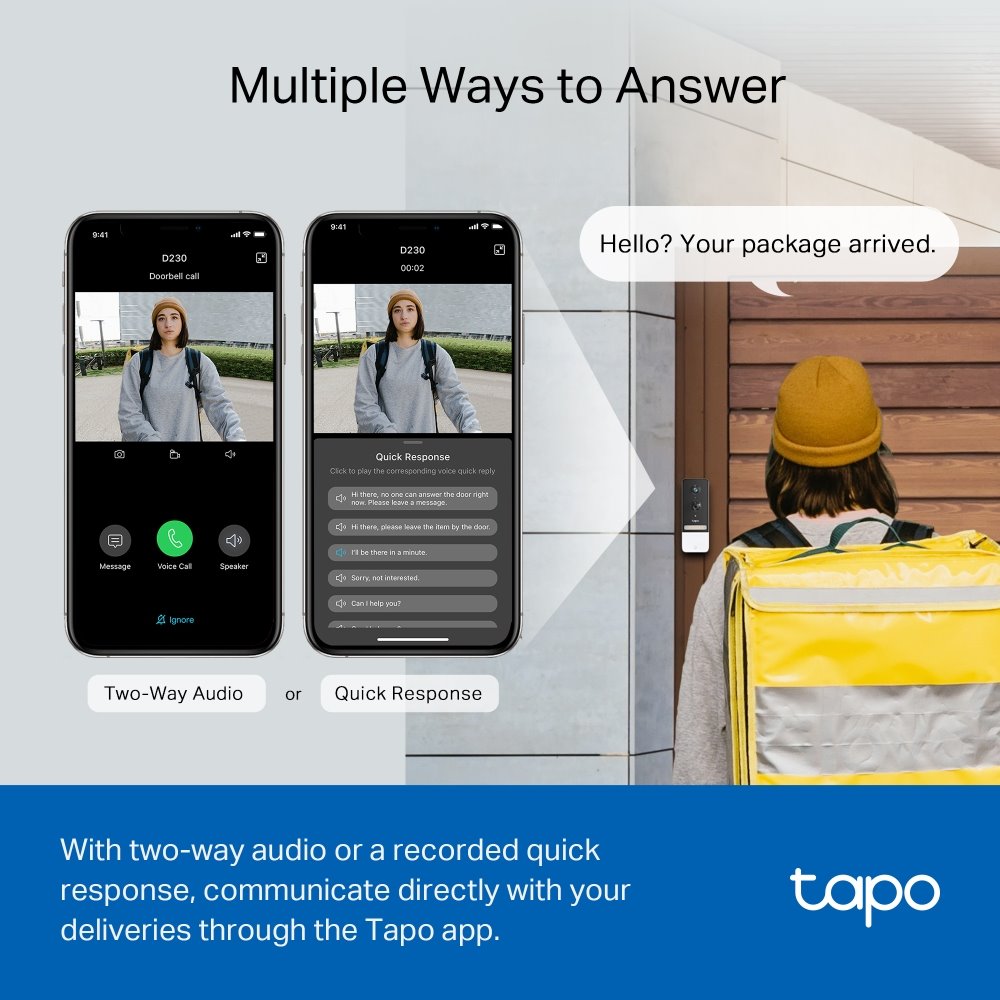 TP-link Tapo D230S1 Chytrý video zvonek KIT, 2K, 5MP, 5200mAh