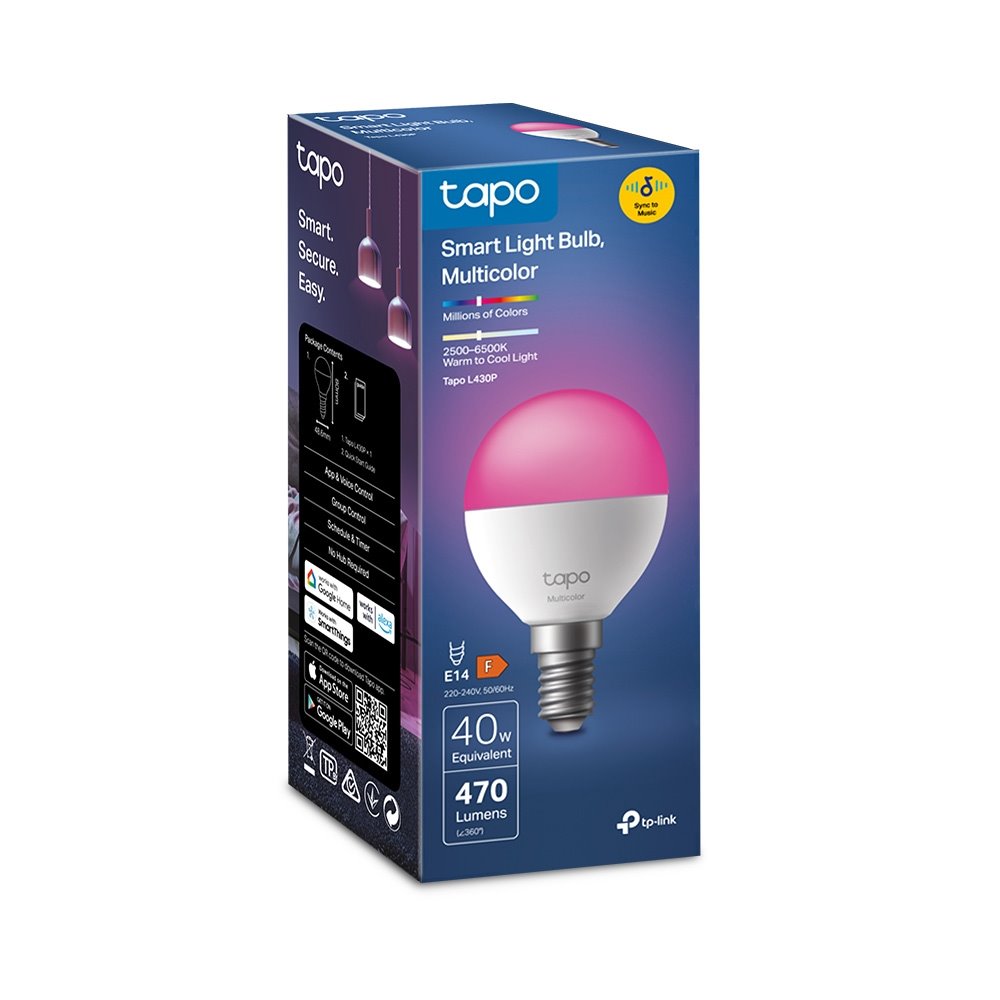 TP-link Tapo L430P Chytrá Wi-Fi LED žárovka, barevná, 2500-6500K, E14