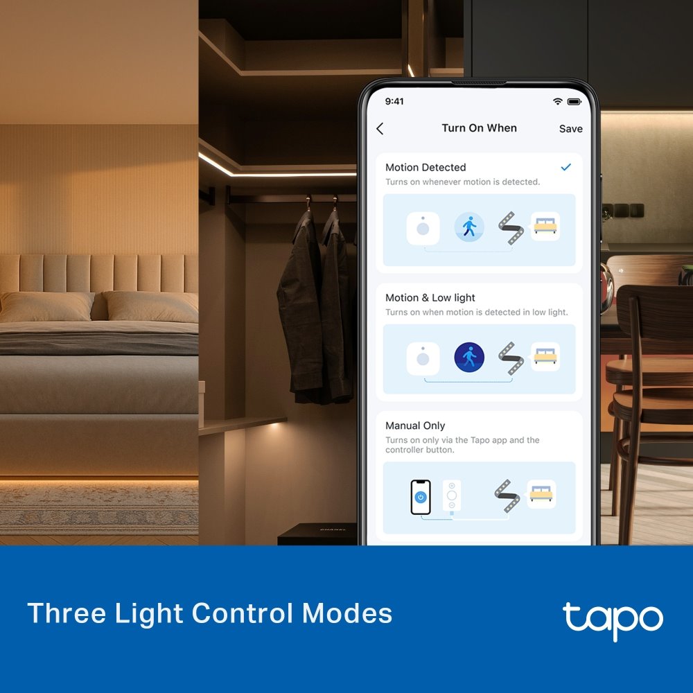 TP-link Tapo L901-6, Bílý smart LED pásek s 2 pohybovými senzory, 6m