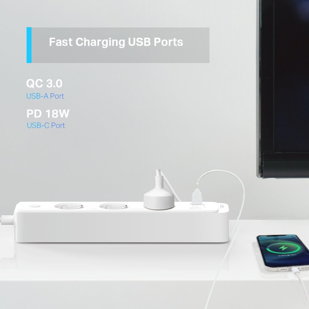 TP-link Tapo P300 Smart Wi-Fi napájecí prodlužovačka, 3x zásuvka