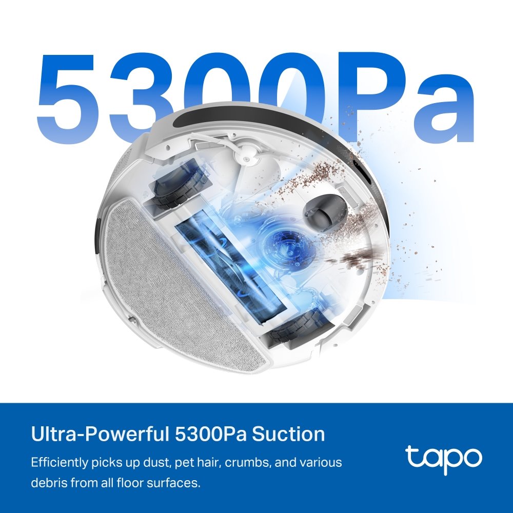 TP-link Tapo RV20 Max Plus White robotický vysavač a mop se samovyprazdňovací stanicí, 5300Pa, MagSlim LiDAR, bílá