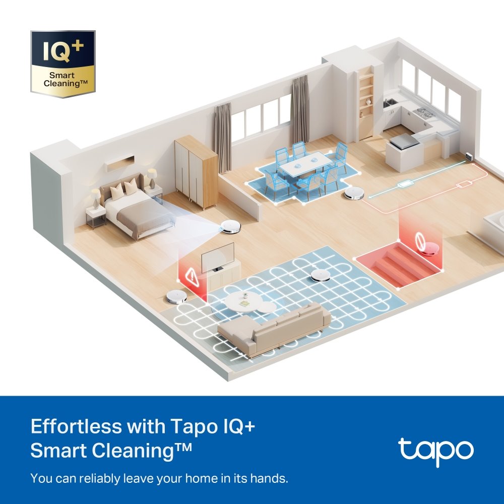 TP-link Tapo RV20 Max White robotický vysavač a mop, 5300Pa, MagSlim LiDAR, ultra tenký profil 8,3 cm, bílá