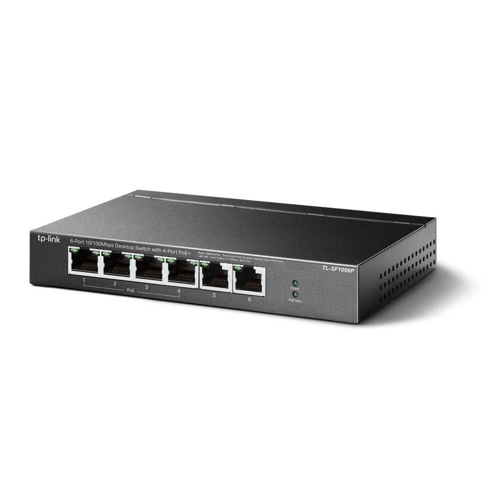 TP-link TL-SF1006P Switch 6x 10/100M, 4x PoE+ (67W), Unmanaged, Desktop