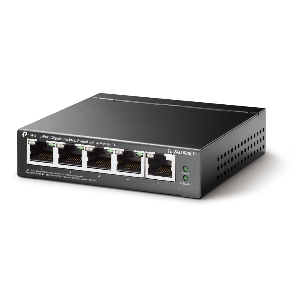 TP-link TL-SG1005LP Switch 5G, 4x PoE+ (40W), Unmanaged, Desktop