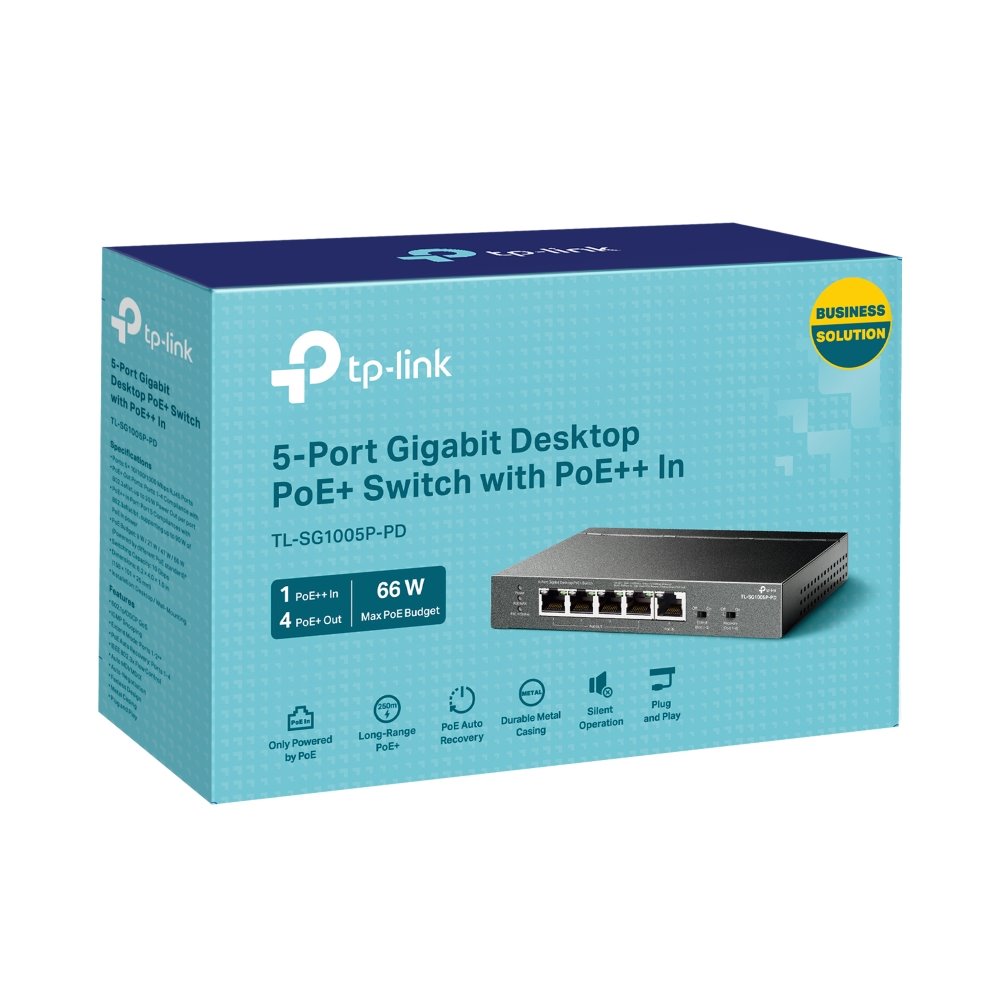 TP-link TL-SG1005P-PD Switch 5G (1x PoE in, 4x PoE out), Unmanaged, Desktop