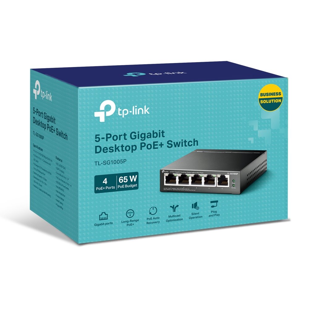 TP-link TL-SG1005P Switch 5G, 4x PoE+ (65W), Unmanaged, Desktop
