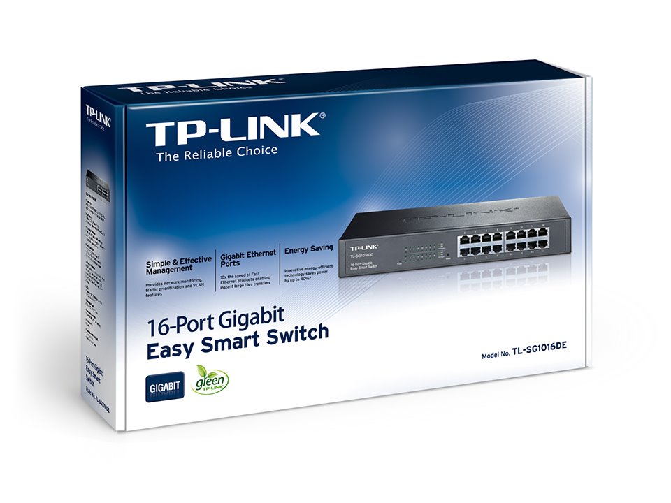 TP-link TL-SG1016DE Switch 16G, Easy Smart, kovový, VLAN, QoS, Rack