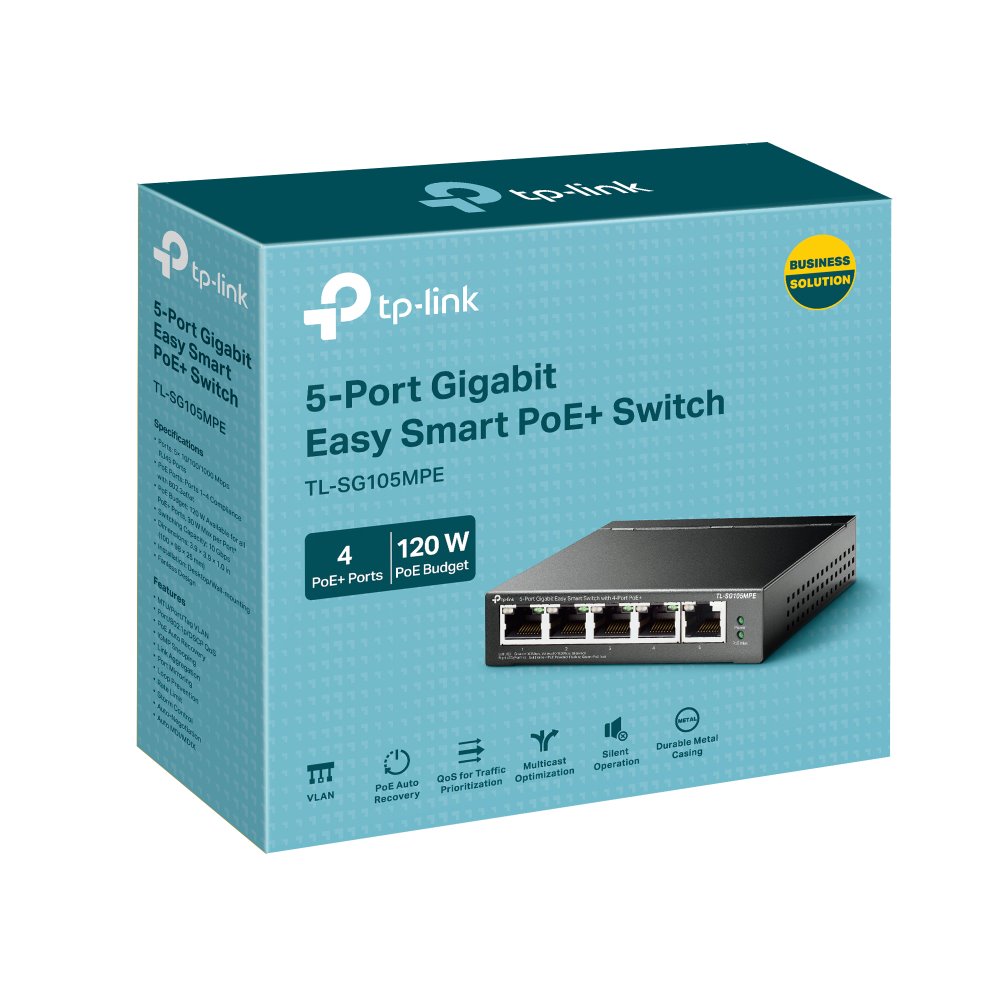 TP-link TL-SG105MPE Switch 5x 2.5G, 4x PoE+ (120W), Easy Smart, Desktop