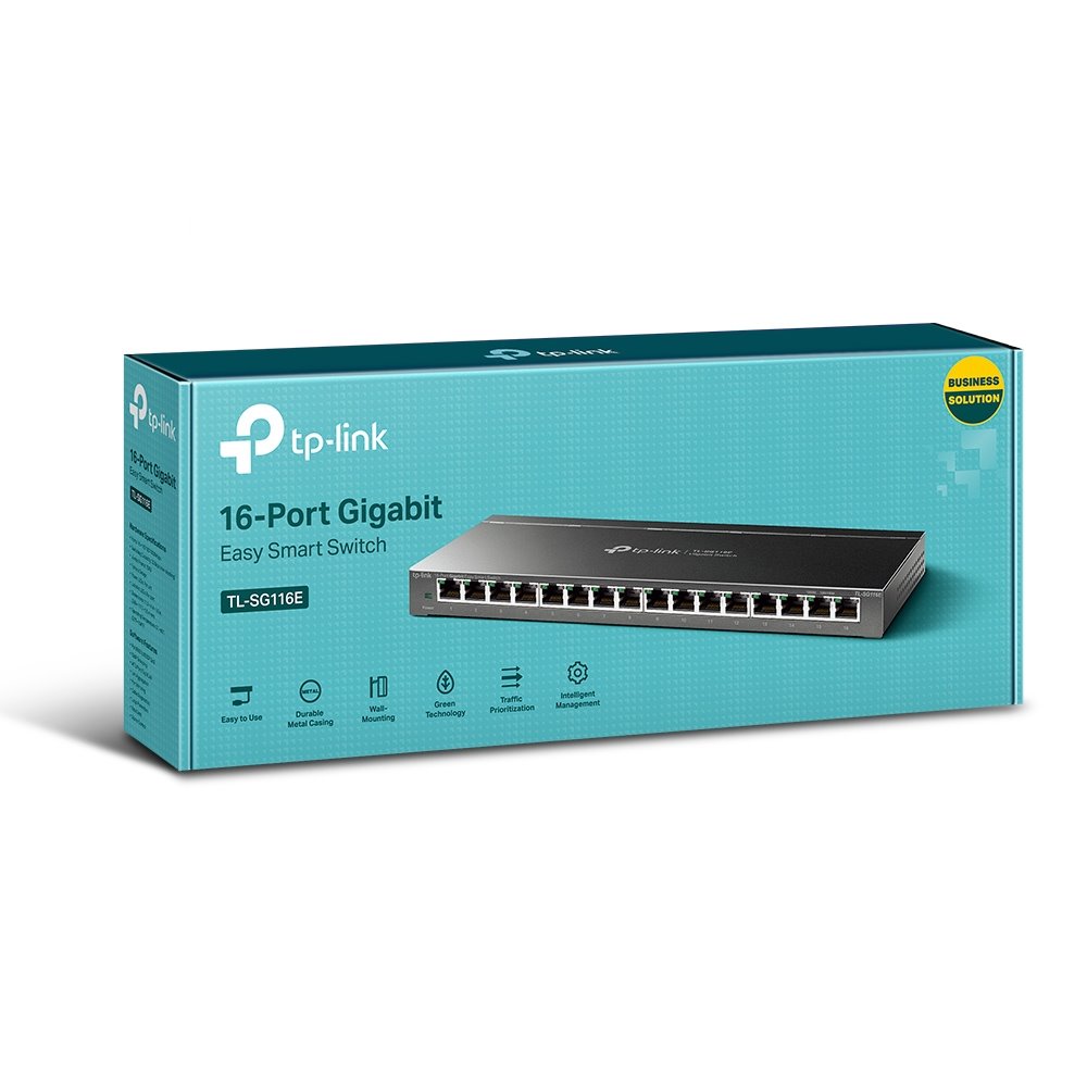 TP-link TL-SG116E Switch 16G, Easy Smart, kovový, VLAN, QoS, Desktop