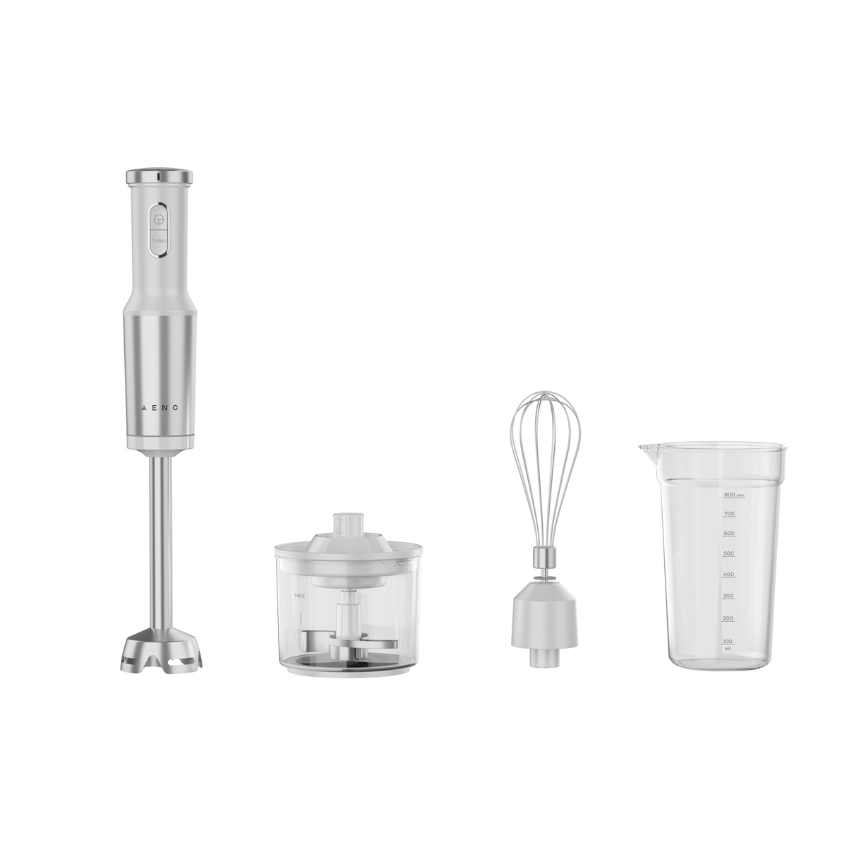 Tyčový mixér HB4W - 1200W, 9000 - 14500 ot./min, šlehač, sekáček, nádoba, Bílá