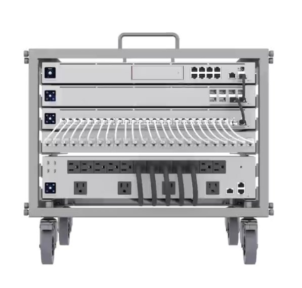 Ubiquiti 24-port rozvaděč, otevřený, rozebíratelný, 6U, montáž bez nářadí, nosnost 35kg, stříbrný