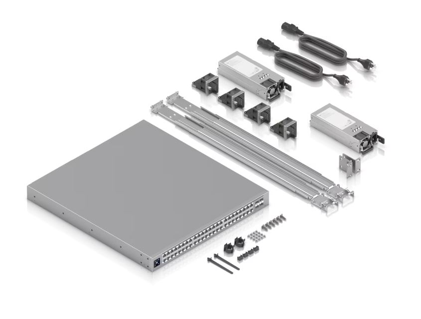 Ubiquiti Enterprise Campus 48 PoE - 48-port PoE switch, 32x 10GbE + 16x 2,5GbE + 4x 25Gb SFP28, power budget 2150W, RP