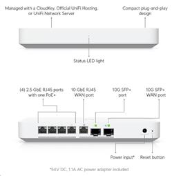 Ubiquiti Gateway Fiber, Desktop 10G independent gateway with integrated 4-port 2.5 GbE switch