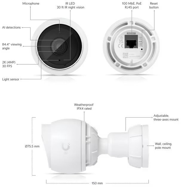 Ubiquiti UniFi Protect G5 Bullet – 4 MP venkovní IP kamera (balení 3 ks)