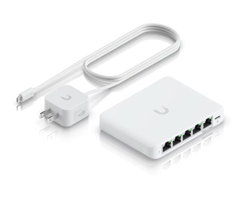 Ubiquiti UniFi Switch Flex Mini 2.5G (USW-Flex-2.5G-5), 5-Port 2.5Gbt, PoE-in, USB-C