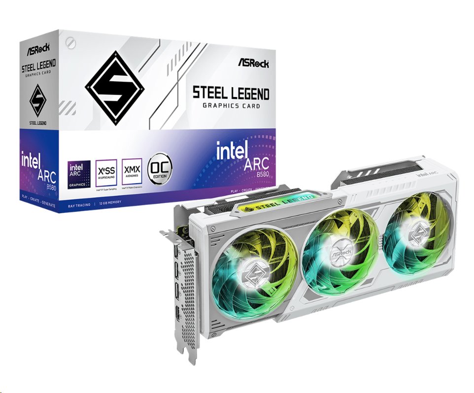 VGA Asrock Intel Arc B580 Steel Legende 12G OC GDDR6 White
