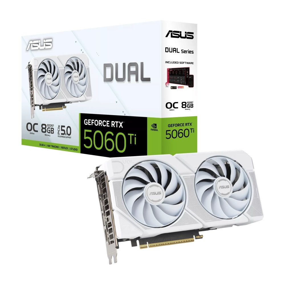 VGA ASUS Dual GeForce RTX 5060 Ti 8GB GDDR7 White OC