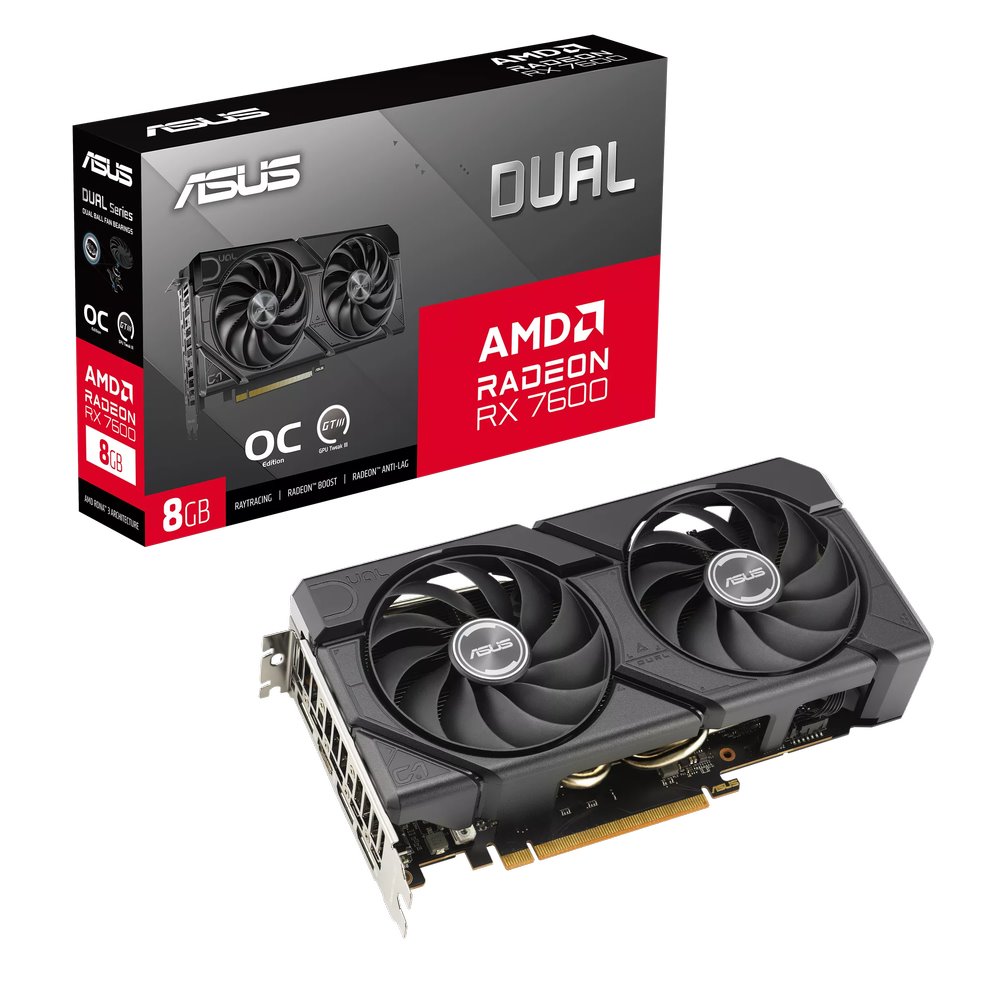 VGA ASUS Dual GeForce RX 7600 EVO 8GB GDDR6 OC