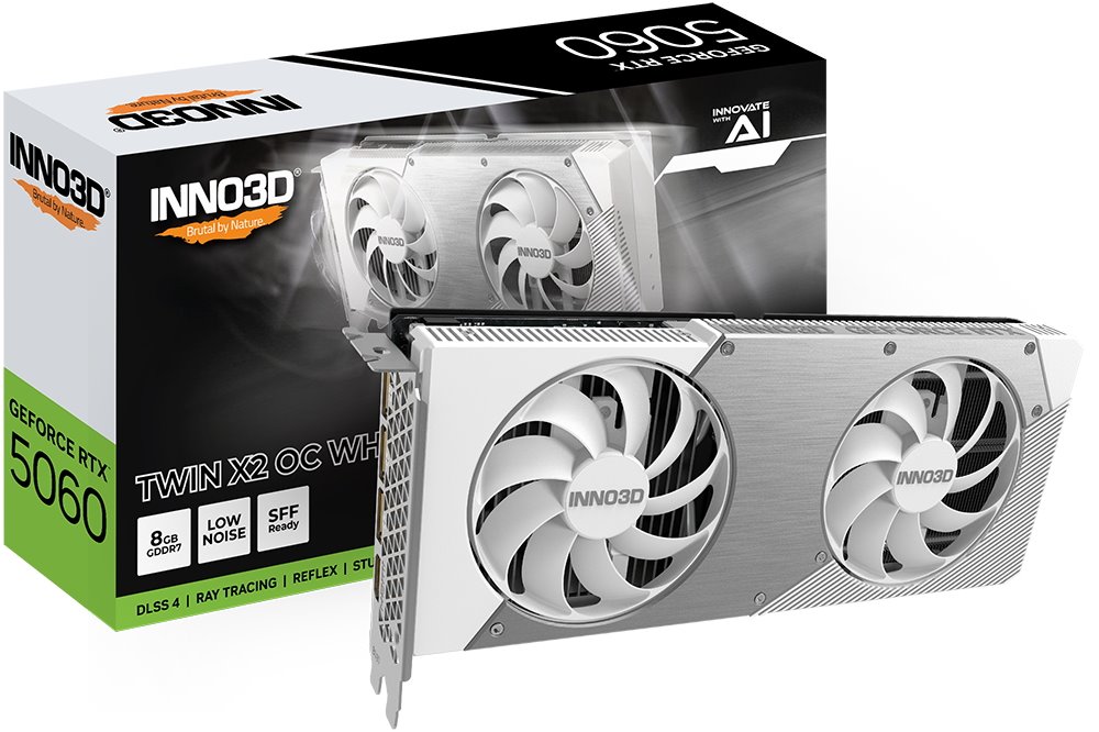 VGA INNO3D NVIDIA GeForce RTX 5060 Twin X2 OC 8GB GDDR7, White