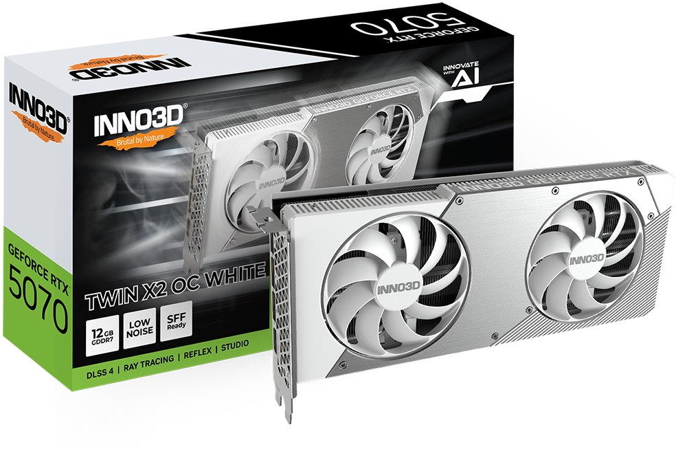 VGA INNO3D NVIDIA GeForce RTX 5070 Twin X2 OC 12GB GDDR7, White