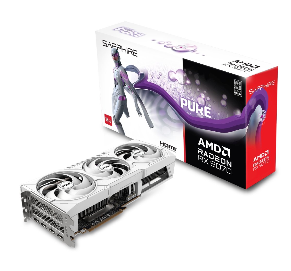 VGA SAPPHIRE PURE AMD Radeon RX 9070 XT OC 16GB, White (pošk. obal)