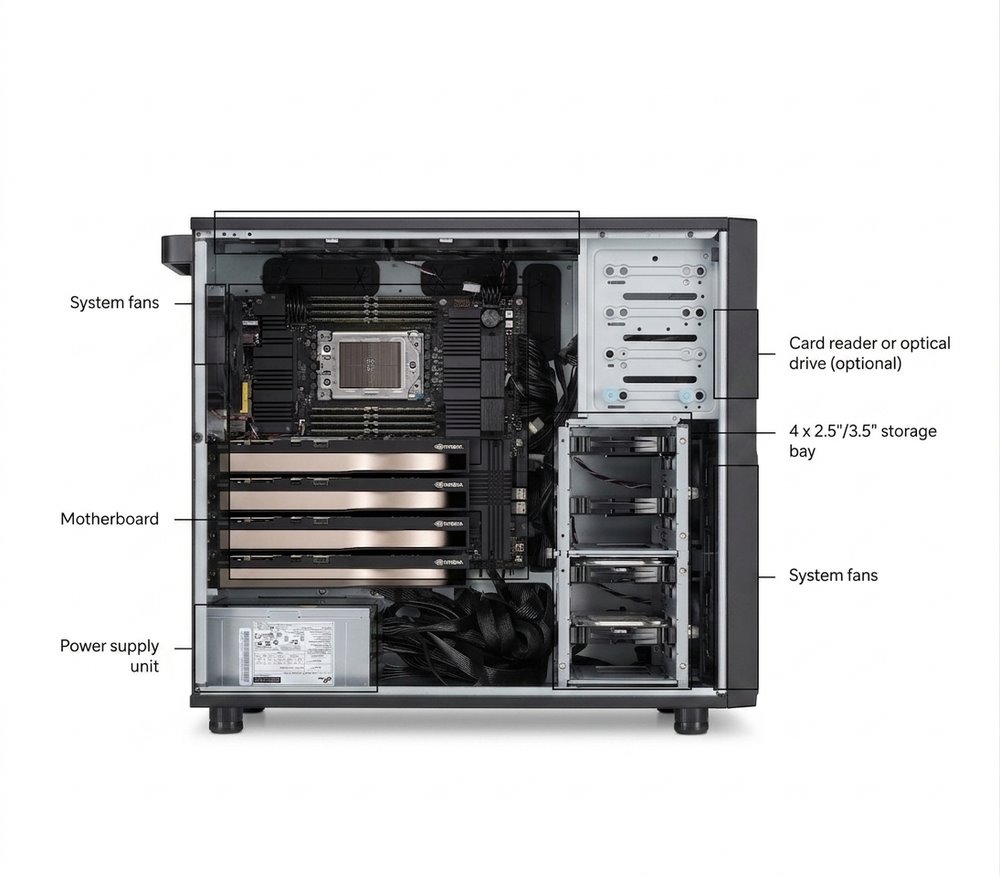 WS ASUS EC Pro ET900A X9, sTR5, 8xDDR5, 7xPCIe, 4x2.5"/3.5", 2xSlim SAS, 4xM.2, 1x10Gb LAN, 2000W, Tower 3U