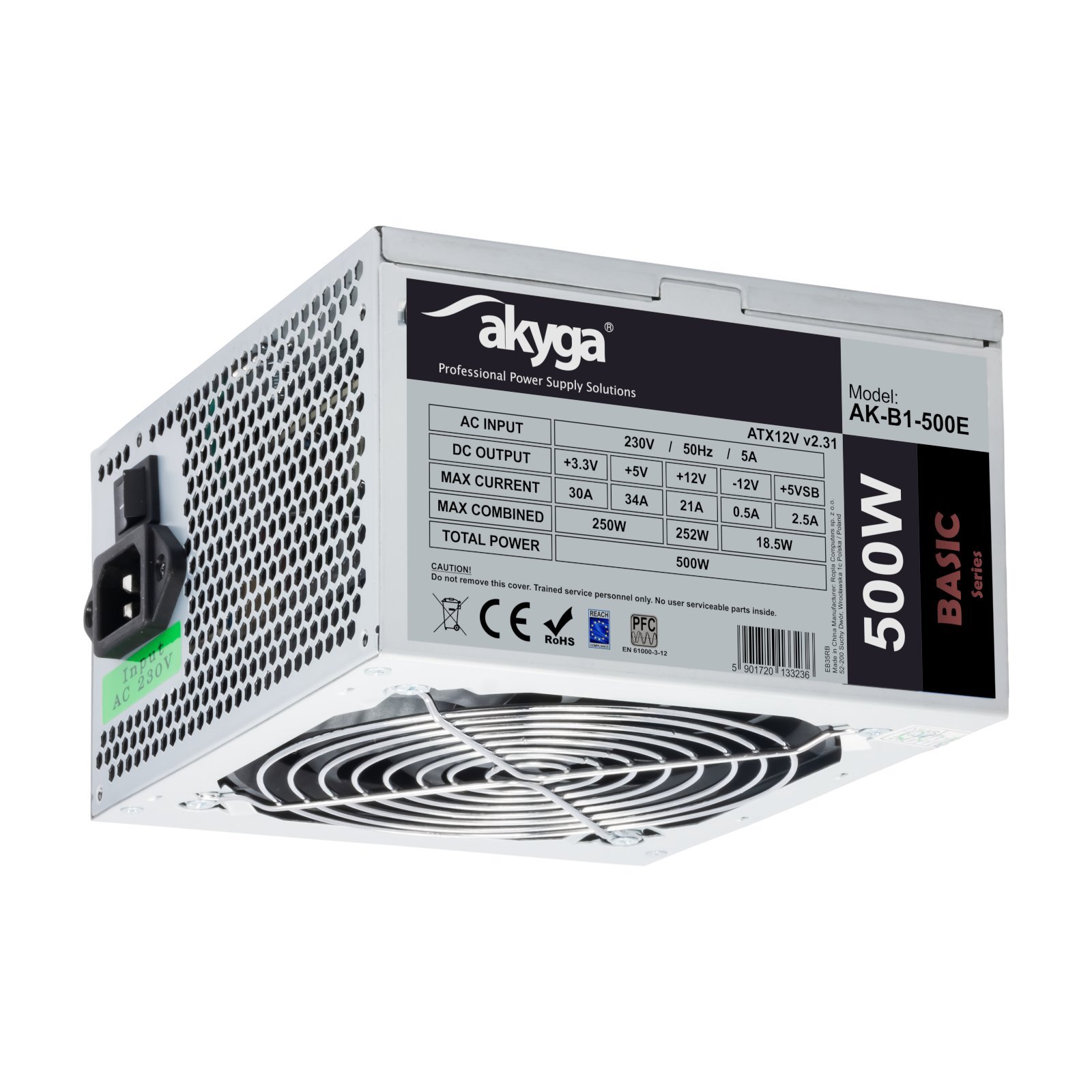 Akyga ATX zdroj 500W ventilátor 120mm