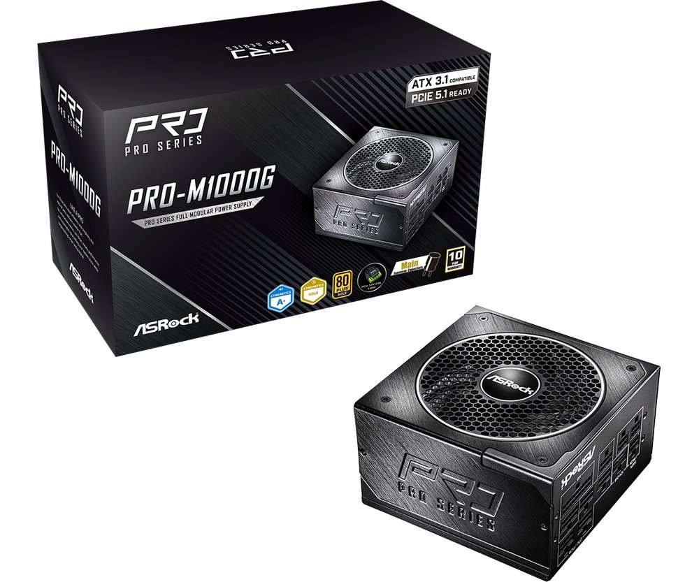 Zdroj Asrock PRO-M1000G, 1000W, 80+ Gold, ATX 3.1, modular