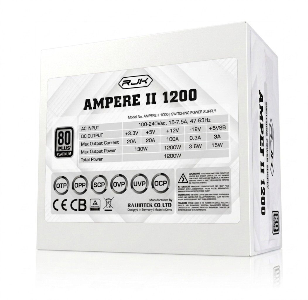 Zdroj Raijintek AMPERE II 1200 White ATX 3.1 - 1200W, 80+ Platinum, modular