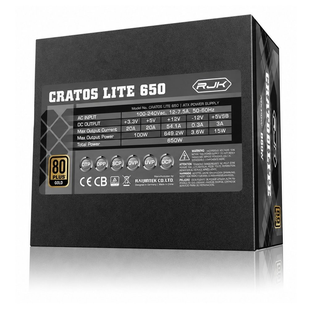 Zdroj Raijintek CRATOS LITE 850 ATX 3.1 - 850W, 80+ Gold
