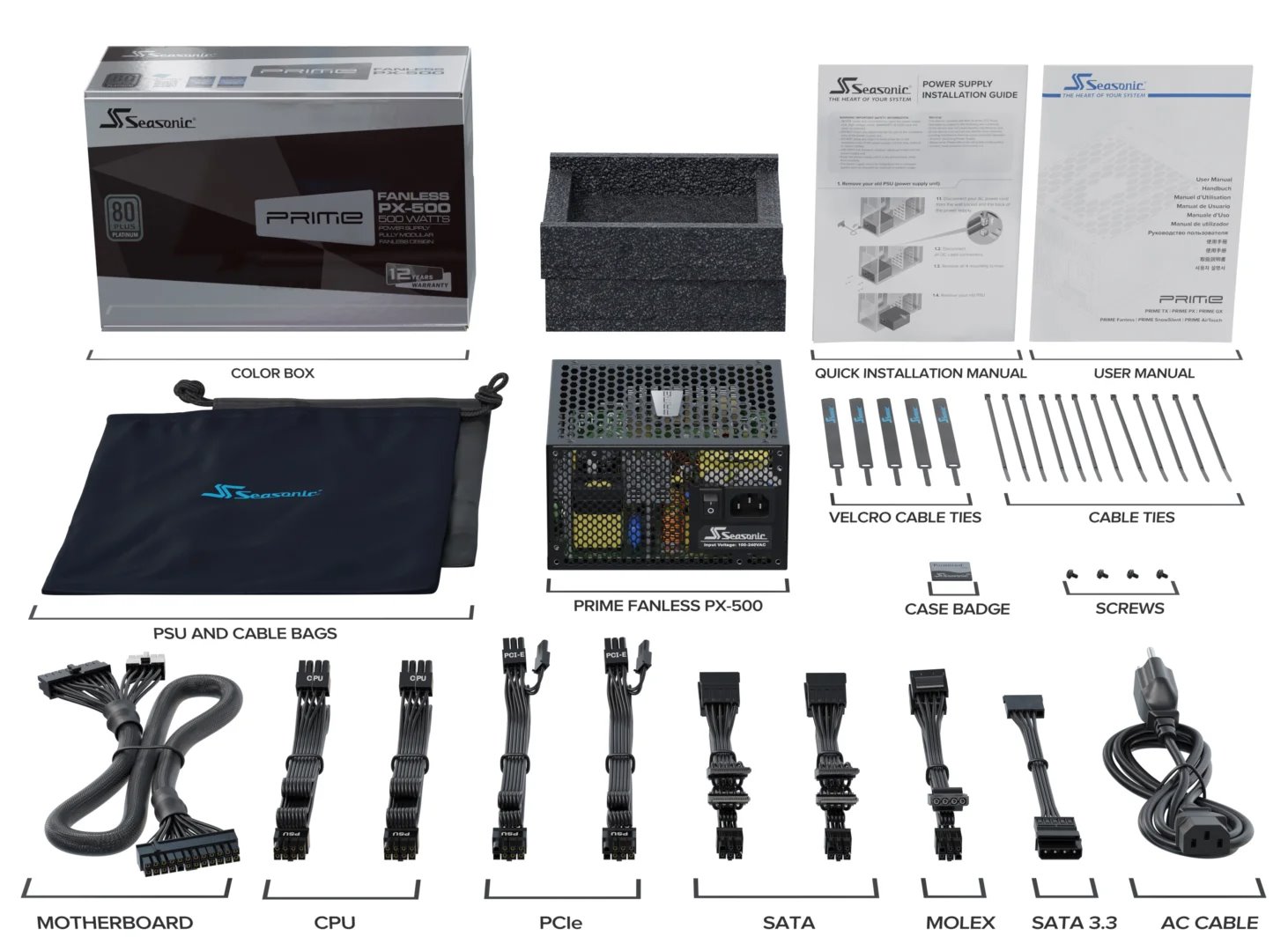 Zdroj Seasonic PRIME FANLESS PX, 500W, 80+ Platinum, fanless, modular