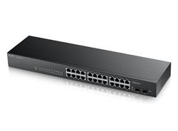 ZyXEL GS1900-24, 24p (24Gigabit RJ45 + 2 SFP), IPv6, WebManaged, Fanless (green), Rackmount