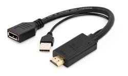 Gembird adaptér DisplayPort (M) na HDMI (F), 4K aktivní, kabel 0.1m, černý