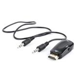 Gembird adaptér HDMI (M) na VGA (F) + 3.5 mm audio (M na M), single port, černý